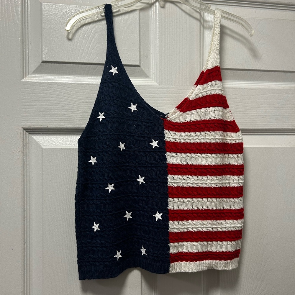 moon & madison Red, White, and Blue Knit Tank Top L